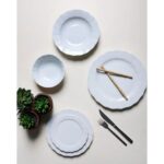 Porland Wavy Beyaz 24 Parça Porselen Yemek Takımı 6 Kişilik Şık ve Kullanışlı