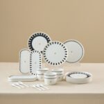 Karaca Stream Bone Kore 22 Parça 6 Kişilik Desenli Kahvaltı Takımı Beyaz Altın Renk