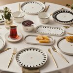 Karaca Stream Bone Kore 22 Parça 6 Kişilik Desenli Kahvaltı Takımı Beyaz Altın Renk - Görsel 4