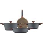 Jumbo Stone 4'lü Granit Tencere Seti – Greblon 3 Kat Kaplama, Ergonomik Ahşap Saplı, Kolay Temizlenen Farklı Ebatlar - Görsel 3