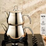 Emsan Beta Midi Gri Çelik Çaydanlık Seti Üst Demlik 1 L Alt Demlik 1.6 L Dayanıklı Tasarım