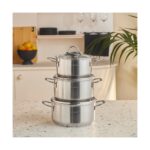 Karaca Fiorino İndüksiyon Tabanlı Mini Derin Tencere Seti - 304 Paslanmaz Çelik, Çelik Kaplama, 16-18-20 cm - Görsel 4