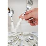 Snow Homs 18 Parça Porselen Beyaz Inci Taş Detaylı Kaşık,çatal,bıçak Seti - Görsel 2