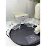 Madame Coco Priour 4 Parçalı Şeffaf Cam Desenli Çay Fincanı Takımı - Şık ve Zarif Sunum İçin - Görsel 3