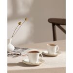 Madame Coco Vela 6 Kişilik 12 Parça Kahve Fincan Takımı - Beyaz/gold - 90 ml