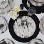 Arna Porselen  Anka 24 Parça 6 Kişilik Siyah Beyaz Düz Tasarım  Porselen Yemek Takımı