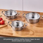 Karaca Vapor New Indüksiyon Tabanlı 6 Parça Sahan Çelik Tencere Seti - Görsel 5
