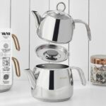 Emsan Çaydanlık Takımı 18/10 Paslanmaz Çelik İndüksiyon Tabanlı Kendinden Süzgeçli 1 L ve 1,8 L Gümüş