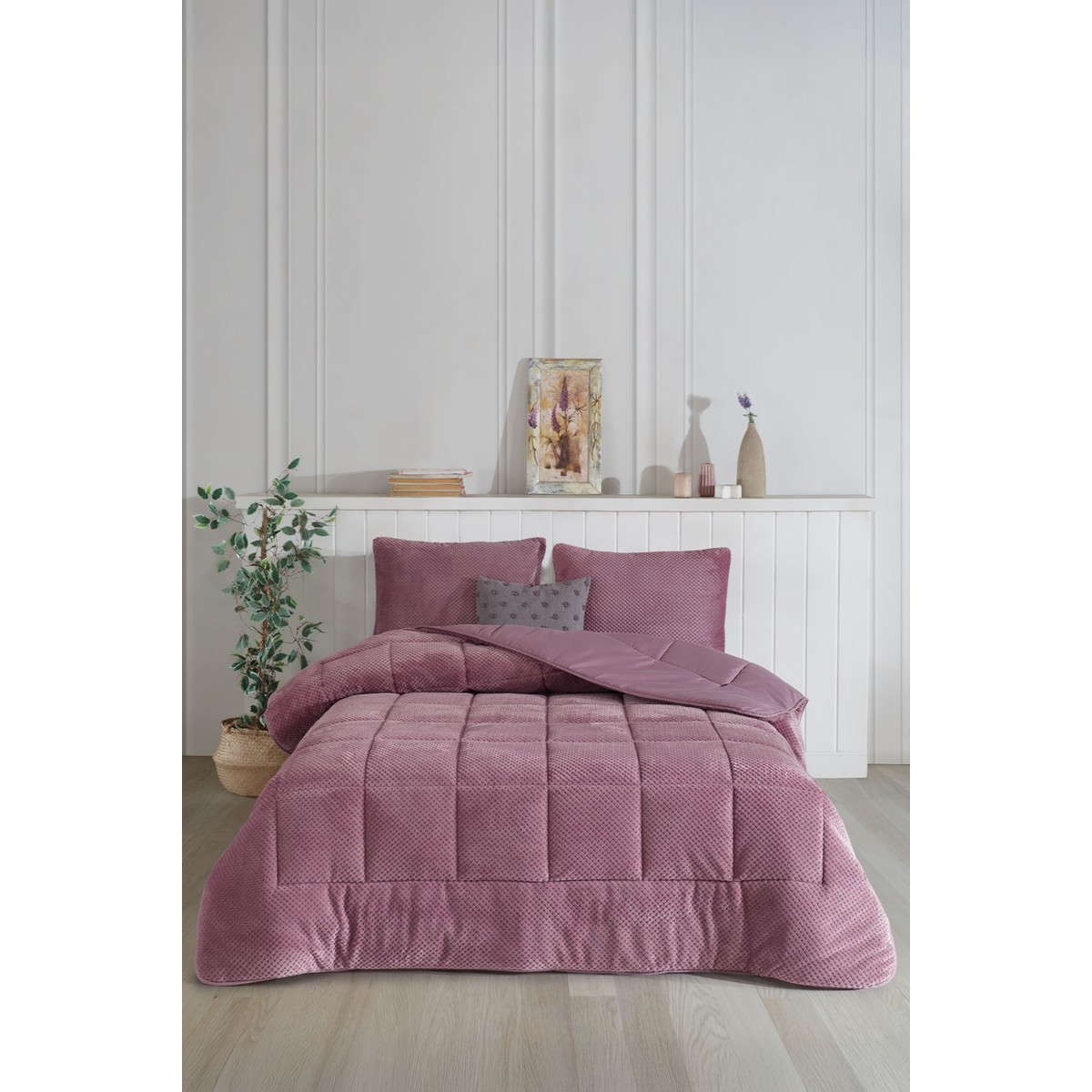 110001081298755.jpg Elart Luis Comfort Set Tek Kişilik (155X215 Cm) Gülkurusu - Görsel 1