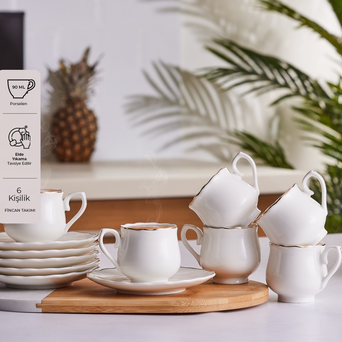 110001084542507.jpg Emsan 6 Kişilik Desenli Porselen Kahve Fincanı Seti - 12 Parça - Görsel 1