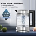 Ierfa Cam Çay Makinesi Kettle - Su Isıtıcı (Demlik Filtreli ve LED Işıklı) - Görsel 2