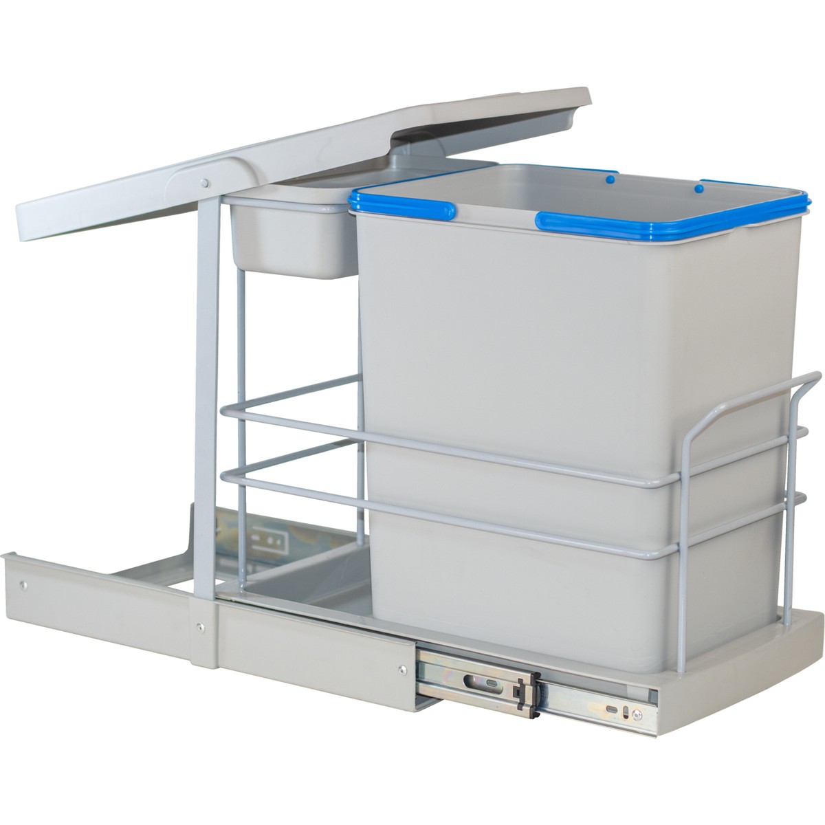 110001088775593.jpg Pyramith Gri 16+1 Litre Teleskopik Raylı Çöp Kovası (P-9154) - Görsel 1