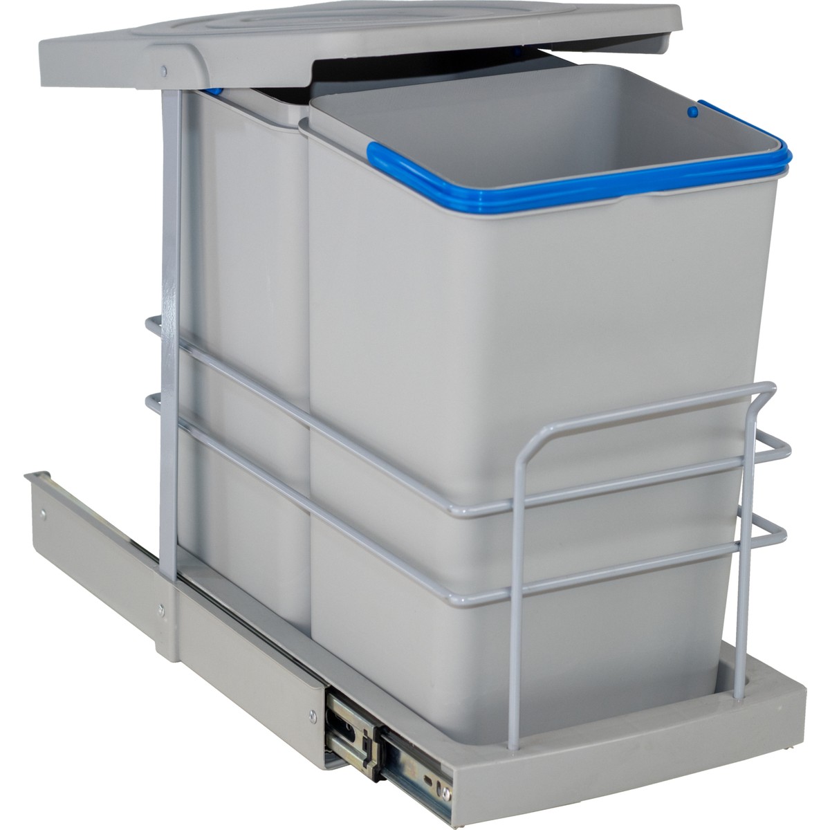 110001088807084.jpg Pyramith Gri 12+12 Litre Teleskopik Raylı Çöp Kovası (P-9152) - Görsel 1