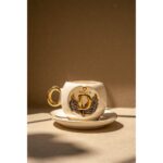 Bsk Ceramics Handmade Harfli Melek Kahve Fincanı Siyah A Harfi - Görsel 4