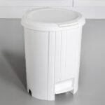 Meleni Home Bas Aç Kapaklı Çöp Kovası - Click Kapak Pedallı Çöp Kovası Banyo Mutfak Çöp Kovası 12 Litre Beyaz