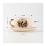 Bsk Ceramics Handmade Harfli Melek Çay Fincanı Siyah N Harfi - Görsel 2