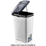 Citim 25 Litre Iç Kovalı Slim Pedallı Çöp Kovası Beyaz - Görsel 2