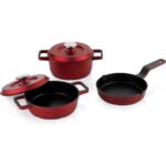 Schafer Retro Cast Mini Döküm Tencere Seti 5 Parça-Kırmızı - Görsel 3