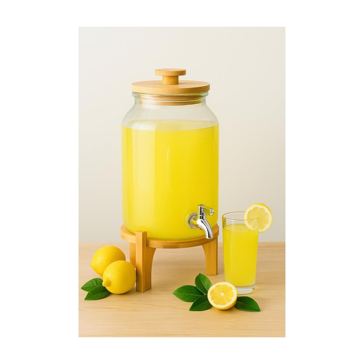 110001096259904.jpg Bambum Fuente - Bambu Kapak ve Standlı Cam Sebil 4l - Görsel 1