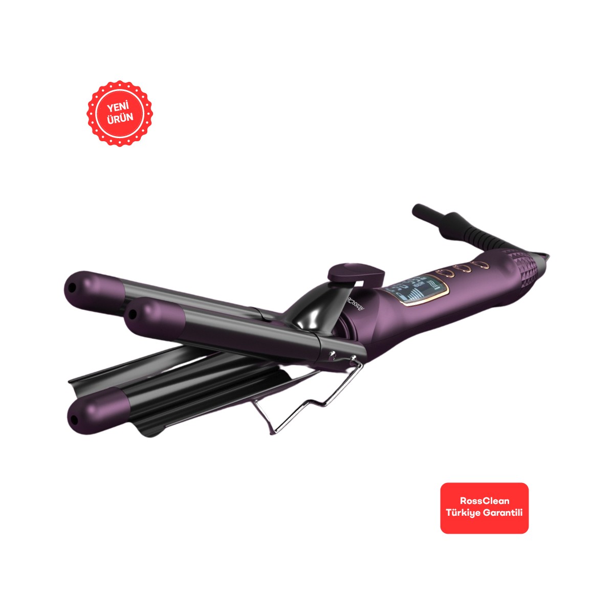 110001098037023.jpg RossClean Favored Waver Pro LED Ekranlı Wag Su Dalgası Saç Maşası - Görsel 1