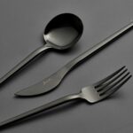 Jumbo 4400 Fallen 84 Parça 12 Kişilik Titanyum Siyah Çatal Kaşık Bıçak Seti - Görsel 2