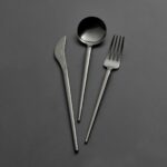 Jumbo 4400 Fallen 84 Parça 12 Kişilik Titanyum Siyah Çatal Kaşık Bıçak Seti - Görsel 3