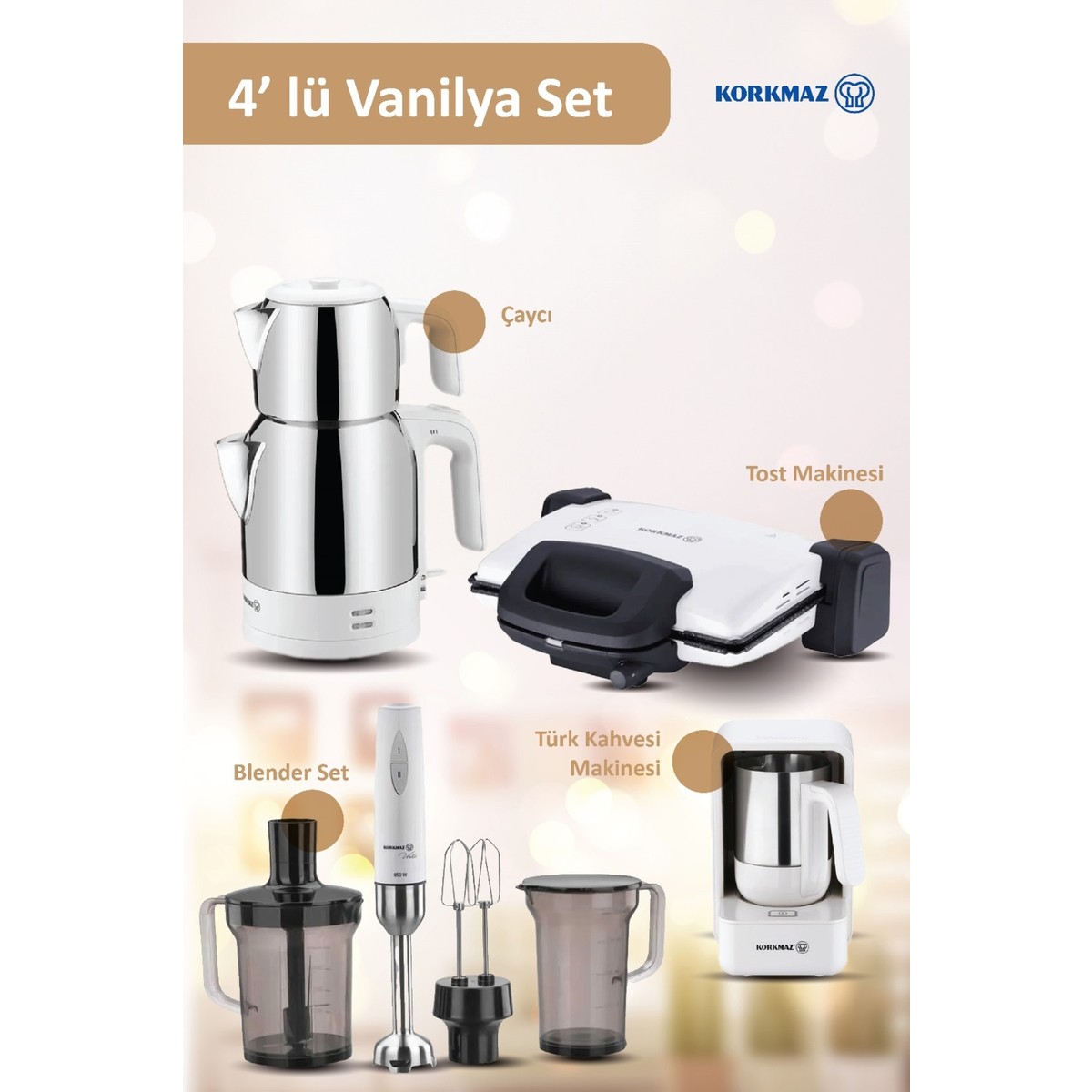 110001099948990.jpg Korkmaz Vanilya 14 Parça Elektro Set - Görsel 1