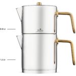 Jumbo Metalix Midi Paslanmaz Çelik Çaydanlık Seti 0,9 L Demlik + 1,2 L Suluk, Ergonomik Kulp ve İndüksiyon Uyumlu Titanyum Gold Tasarım - Görsel 4