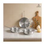 Amboss Mega Steel 6 Parça Kapaklı Paslanmaz Çelik Tava Seti