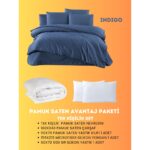 Merya Tek Kişilik Saten Avantaj Paket Indigo