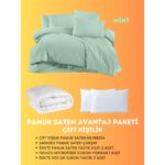 Merya Çift Kişilik Saten Avantaj Paket Mint
