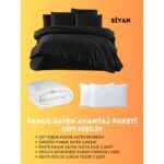 Merya Çift Kişilik Saten Avantaj Paket Siyah