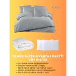 Merya Çift Kişilik Saten Avantaj Paket A.gri