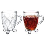 Madame Coco Taylar 4'lü Çay Fincanı Şeffaf Çömlek Desenli Tasarım 160 ml - Görsel 2