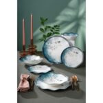 Güral Porselen Nesrin Bone Porselen 24 Parça 6 Kişilik Mavi Desenli Yemek Takımı - Görsel 2