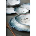 Güral Porselen Nesrin Bone Porselen 24 Parça 6 Kişilik Mavi Desenli Yemek Takımı - Görsel 3