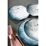 Güral Porselen Nesrin Bone Porselen 24 Parça 6 Kişilik Mavi Desenli Yemek Takımı - Görsel 4