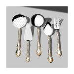 Nehir Adriana Altın Sade 5 Parça Kutulu Paslanmaz Çelik Servis Takımı