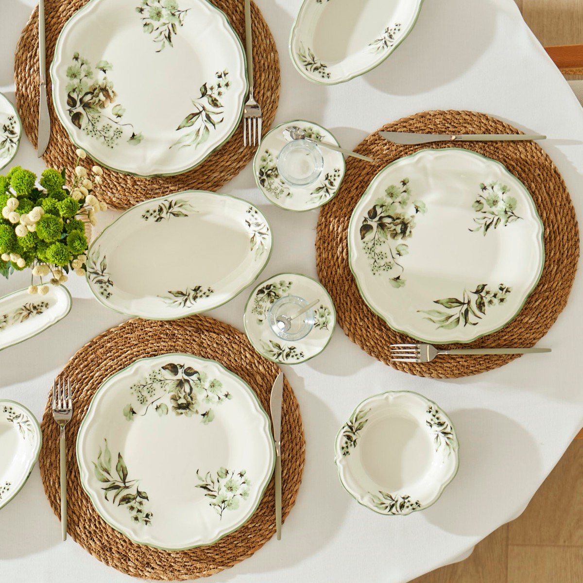 110001131173716.jpg Bella Maison Julia Stoneware 26 Parça 6 Kişilik Kahvaltı Takımı Yeşil - Görsel 1