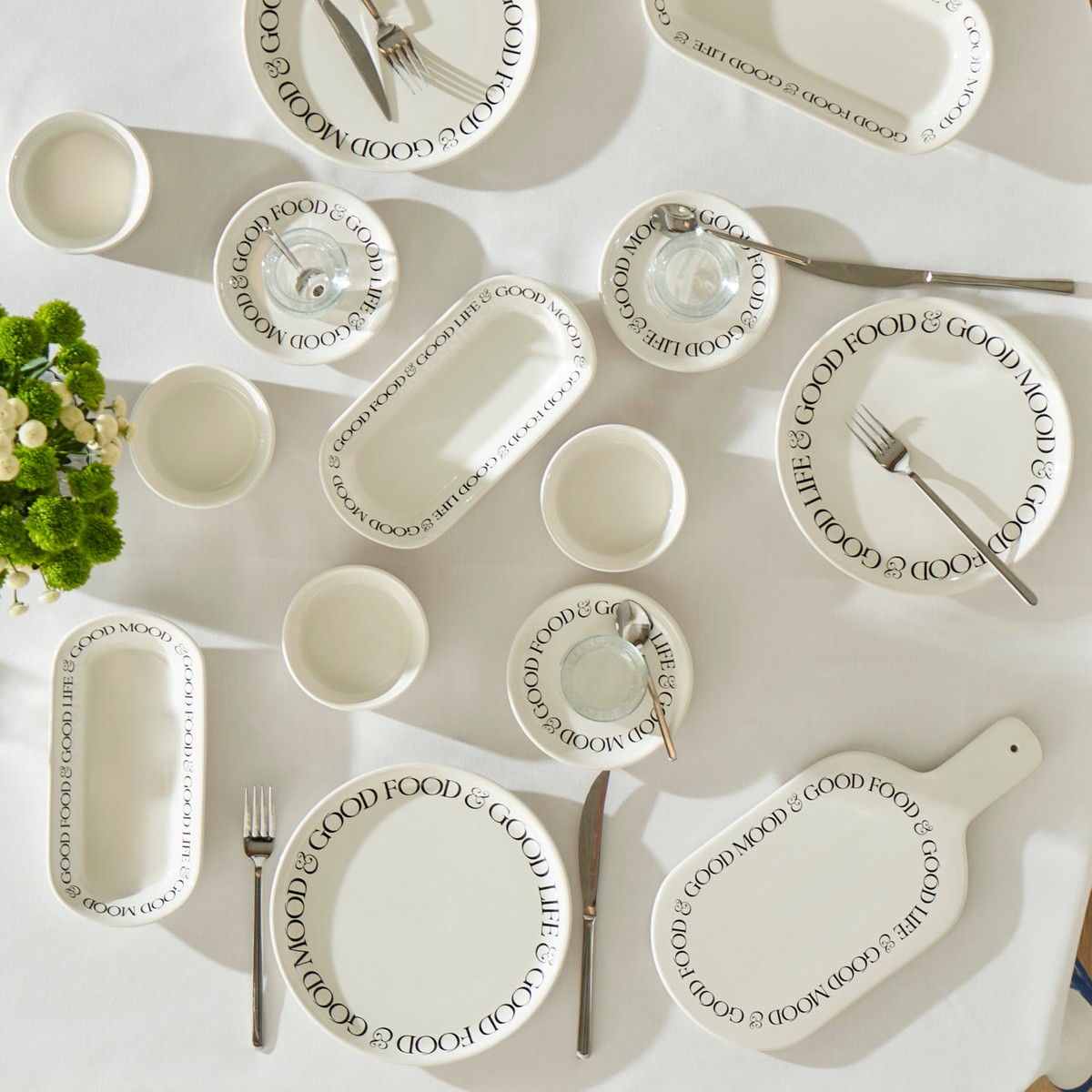 110001131173755.jpg Bella Maison Motto Seramik 26 Parça 6 Kişilik Kahvaltı Takımı Beyaz - Görsel 1