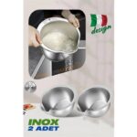 Marsilyan  Inox Süzgeç Pirinç Makarna Salata Süzgeci 304 Paslanmaz Çelik 2 Adet
