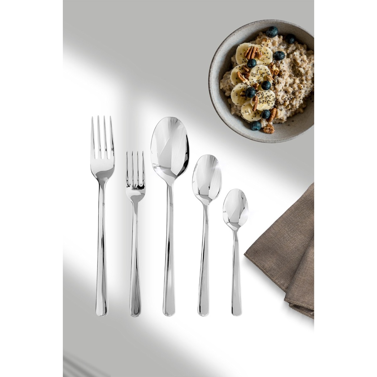 110001132810269.jpg Lugga Defne Yemek - Tatlı Çatal Kaşık ve Çay Kaşık Takımı 6 Kişilik 30 Parça Beyaz Kutu - Görsel 1