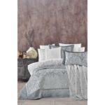 Elart Çeyiz Paketi 10 Parça (Yatak Örtüsü+Nevresim Takımı+Battaniye) Bahar Gümüş