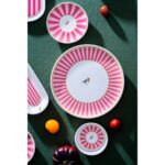 Acar Birdie 6 Kişilik 21 Parça Desenli Pembe Seramik Kahvaltı Takımı
