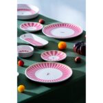 Acar Birdie 6 Kişilik 21 Parça Desenli Pembe Seramik Kahvaltı Takımı - Görsel 2