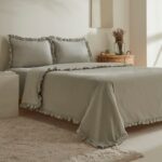Karaca Home Pure Ruffle %100 Pamuk Çift Kişilik Nevresim Takımı Adaçayı - Görsel 2
