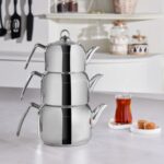 Karaca Tres 3'lü Paslanmaz Çelik Çaydanlık Takımı, 5 Parça, 1,9L-1,3L-0,8L, İndüksiyon ve Bulaşık Makinesi Uyumlu