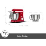 Karaca Mastermaid Chef Pro Çift Kollu Hamur Yoğurma Makinesi Imperial Red 1750W 5L - Görsel 2