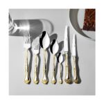 Nehir Lalezar Altın Sade 12 Kişilik 89 Parça Kutulu Çatal Kaşık Bıçak Takımı