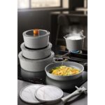 Neoflam Midas Gri 11 Parça Ayrılabilen Saplı Iç Içe Geçebilen Indüksiyonlu Tencere Tava Seti